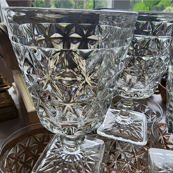 Vtg. Set Of 10 Discontinued Imperial Mt. Vernon Water Goblets Square Base - Picture 4 of 12